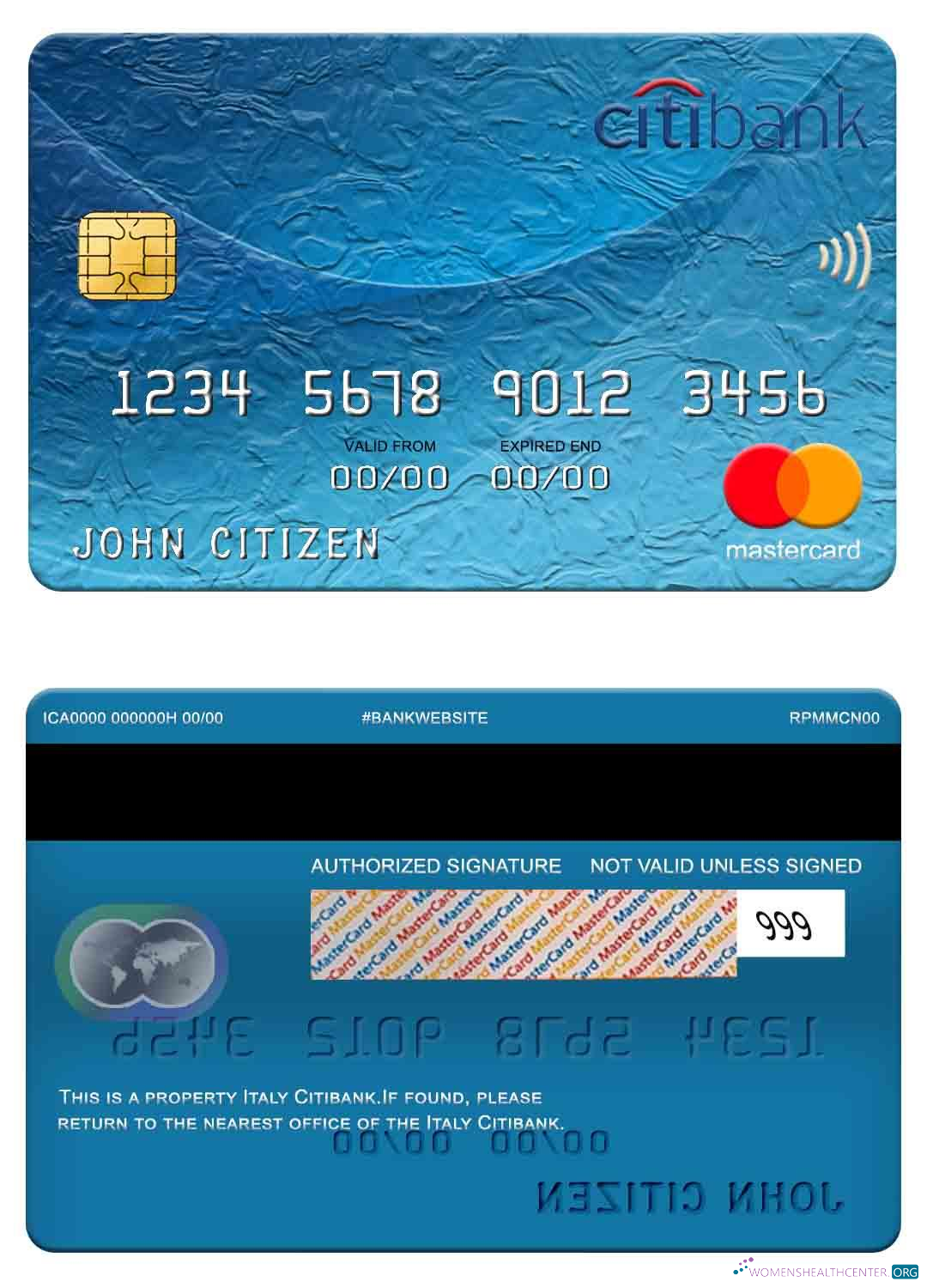 Download Italy Citibank mastercard Photoshop template